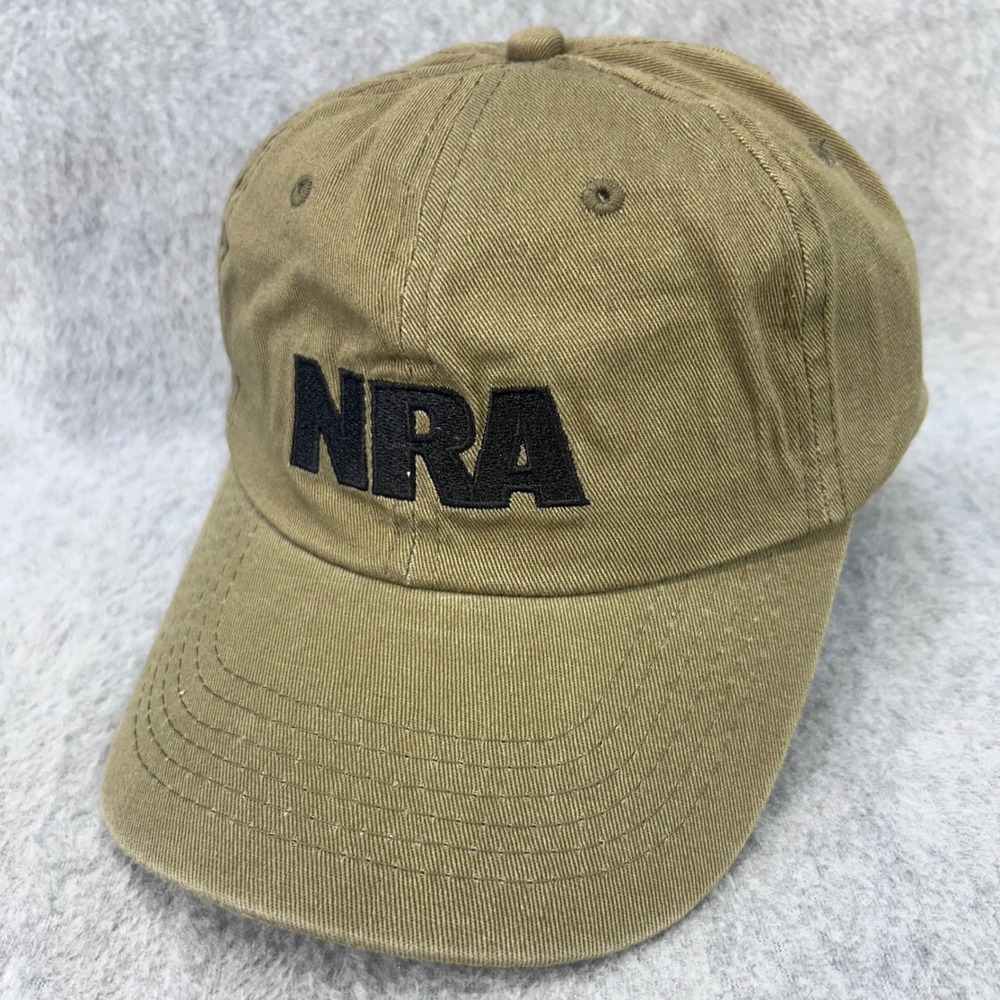 NRA Logo Mens  Dark Khaki NRA Baseball Hat Adjustable Strapback OSFM